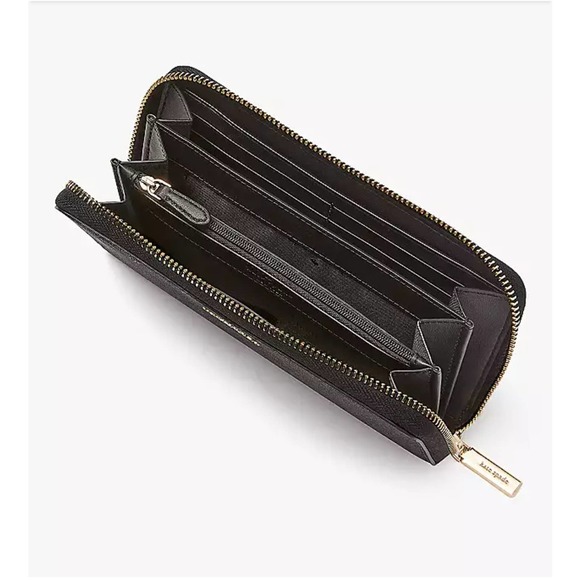 KATE SPADE BOXED SHIMMY GLITTER LARGE CONTINENTAL WALLET IN BLACK - Picture 3 of 5